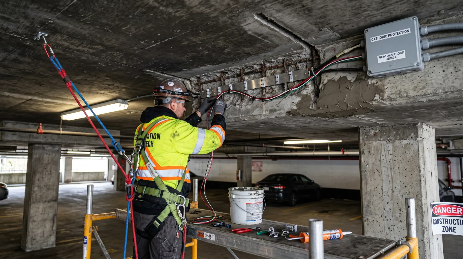 Cathodic protection vs. patch repair for chloride-soaked parkades